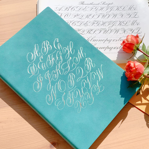Alphabet Notebook - A5, Turquoise with Silver Foil