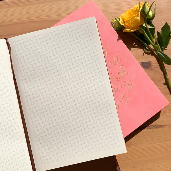Alphabet Notebook - A5, Pink with Gold Foil