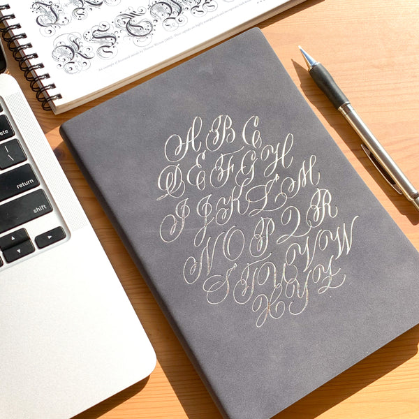Alphabet Notebook - A5, Grey with Silver Foil
