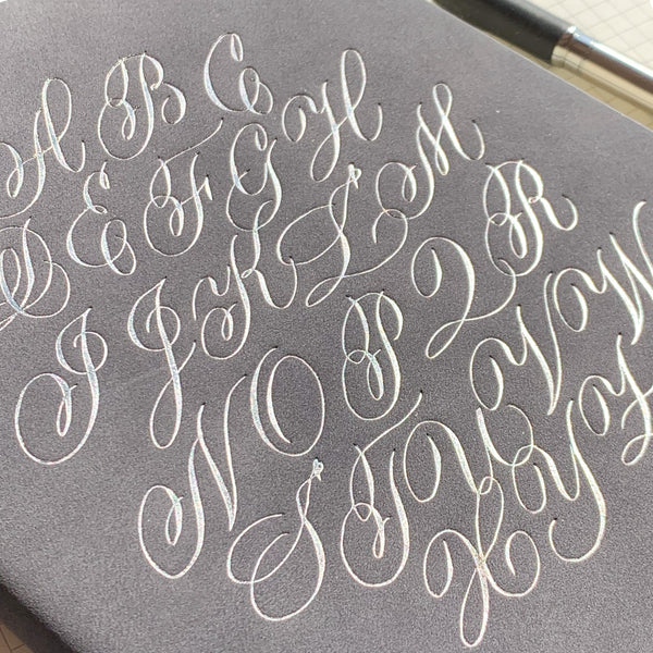Alphabet Notebook - A5, Grey with Silver Foil