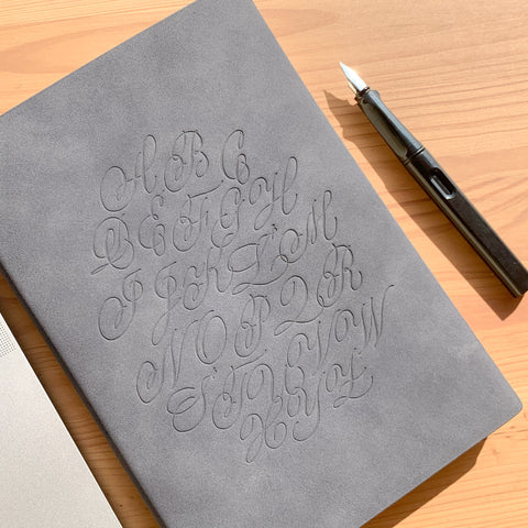 Alphabet Notebook - A5, Grey with Blind Emboss