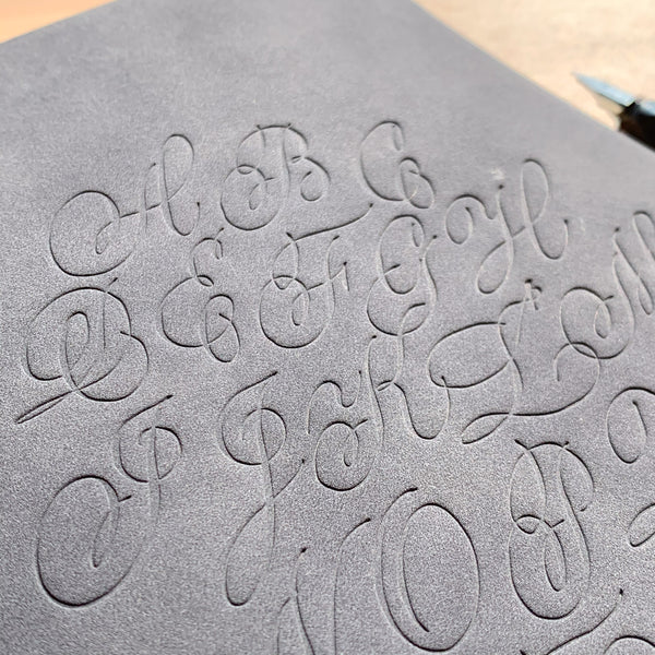 Alphabet Notebook - A5, Grey with Blind Emboss
