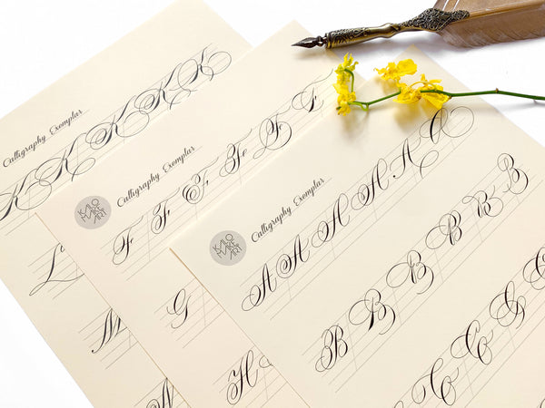 FLOURISH CAPITAL Calligraphy Copysheets - PRINTED + DEMOS