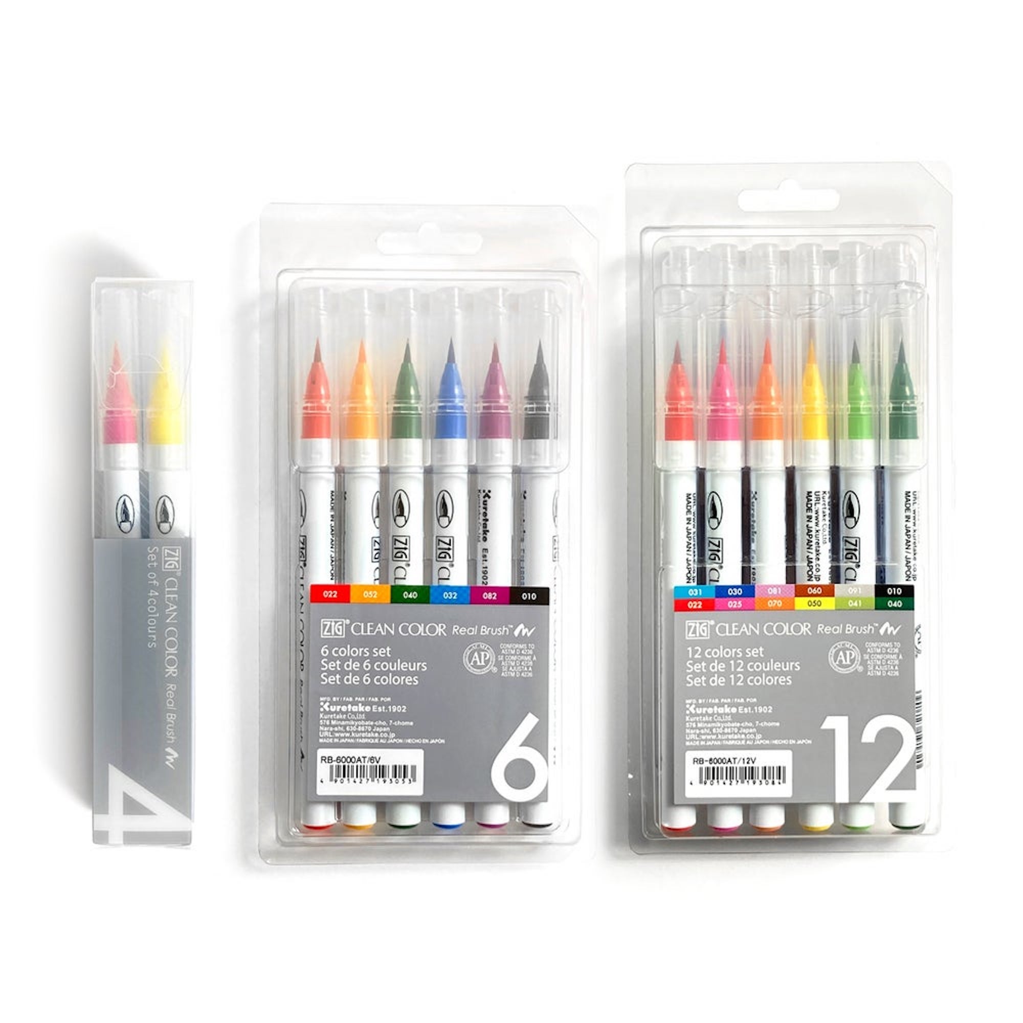 Kuretake Zig Clean Color Real Brush Set (4 / 6 / 12 Colours)