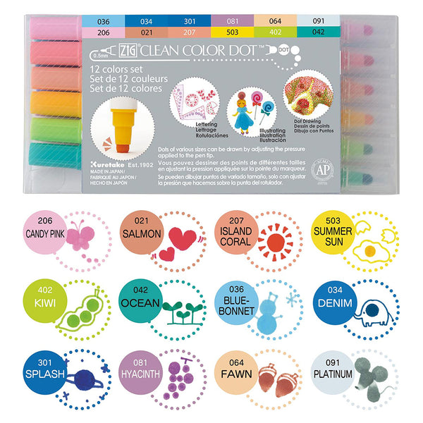 Kuretake Zig Clean Color Dot Brush Set (4 / 12 Colours)