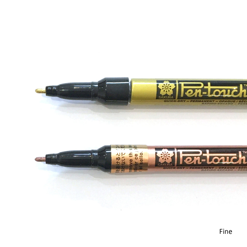 Japan SAKURA Pen-Touch Metallic Markers Opaque Oil Paint Pens 0.7/1.0/2.0mm  White Gold
